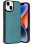 Apple iPhone 14 Uyumlu Premium Suni Deri Aras Kapak Açık Yeşil 1