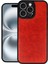 Apple iPhone 16 Pro Max Uyumlu Premium Suni Deri Aras Kapak Kırmızı 1