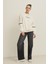 Ekru Bisiklet Yaka Baskılı Oversize Sweatshirt 4