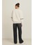 Ekru Bisiklet Yaka Baskılı Oversize Sweatshirt 5