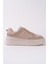 Fleecy Kalın Taban Bağcıklı Peluş Detaylı Kadın Kışlık Sneaker Spor Ayakkabı 4
