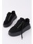 Fleecy Kalın Taban Bağcıklı Peluş Detaylı Kadın Kışlık Sneaker Spor Ayakkabı 1