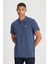 Regular Fit Normal Kesim Polo Yaka İndigo Tişört 6