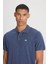 Regular Fit Normal Kesim Polo Yaka İndigo Tişört 7