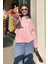 Pembe V Yaka Oversize Kadın Triko Kazak MG2149 4