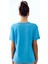 Kadın Kısa Kollu Rahat Kalıp %100 Pamuk T-Shirt Mavi Renk 2