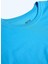 Kadın Kısa Kollu Rahat Kalıp %100 Pamuk T-Shirt Mavi Renk 4