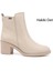 Kadın Bej Fermuarlı Kalın Topuklu Hakiki Deri Bot 1