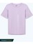Kadın Kısa Kollu Rahat Kalıp %100 Pamuk T-Shirt Lila Renk 1