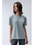 Kadın Kısa Kollu Rahat Kalıp %100 Pamuk T-Shirt Mavi Renk 1