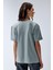 Kadın Kısa Kollu Rahat Kalıp %100 Pamuk T-Shirt Mavi Renk 2
