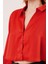 Saten Crop Model Kırmızı Gömlek 3