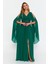 Kadın Büyük Beden V Yaka Maxi Abiye Elbise 6021 Zümrüt 1
