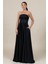 Kadın Straplez Saten Kumaş Uzun Abiye Elbise 6135 Siyah 1