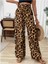 Kadın Süprem Kumaş Beli Lastikli Leopar Desen Pantolon 4