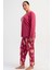 Pamuklu Kadın Büyük Beden Uzun Kol Pijama Takım , 504024 2