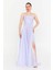 Kadın Straplez Şifon Maxi Boy Abiye Elbise 7066 Lila 1