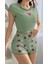 Arias Closet Yeşil Çilek Desenli Askılı Şortlu Pijama Takım 2