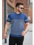 Erkek Çizgi Desenli Bisiklet Yaka Kısa Kollu T-Sihrt 1