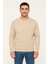 Erkek Üç Iplik Düz Bisiklet Yaka Sweatshirt - Bej 4