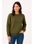 Üç Iplik Düz Bisiklet Yaka Sweatshirt - Haki 1
