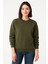 Üç Iplik Düz Bisiklet Yaka Sweatshirt - Haki 3