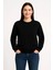 Üç Iplik Düz Bisiklet Yaka Sweatshirt - Siyah 2