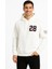 Üç Iplik Kapüşonlu Ön ve Arka Baskılı Sweatshirt Hoodie - Beyaz 1