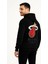 Üç Iplik Kapüşonlu Ön ve Arka Baskılı Sweatshirt Hoodie - Siyah 4