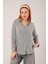 Cep Detay Çizgili Oversize Gri Gömlek 1