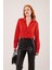 Saten Crop Model Kırmızı Gömlek 1