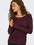 Kadın Yuvarlak Yaka Regular Fit Bordo Örgü Kazak - 15113356 2