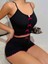 Arias Closet Pamuklu Siyah Üstüne Pembe Kurdelalı Fitilli Askılı Şortlu Pijama Takımı 3