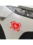 Kelebek ve Kalp Tasarım Oto Özel Yeni Sticker Kırmızı 15*15 cm 1