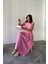 Keten Kolsuz Bluz - Maxi Etek Takım - Pembe 2