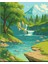 Sayılarla Boyama Seti 40X50 cm (Çıtalı) Fırça Boya Dahil Numaralı Tuval Nehir Manzara 2