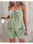 Kadın Askı Aksesuarlı Önü Bağlama Detay Salopet Şort Tulum 2