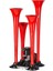 HIDO-590B-24 - Havalı Korna Kırmızı 4 Borulu Metal Düz 24V 1