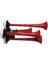 HIDO-590B-24 - Havalı Korna Kırmızı 4 Borulu Metal Düz 24V 3