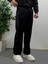 Erkek Siyah Yüksek Bel Pileli Kumaş Pantolon Modern Düğmeli Şık ve Günlük Kullanıma Uygun 6
