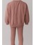 Kız Çocuk Pudra Pembe Kalp Detaylı Sweatshirt ve Tayt Takım - Rahat Günlük Kombin 2