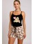 Renkli Ayıcık Desenli Askılı Şortlu Kadın Pijama Takımı 3