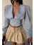 Crop Poplin Gömlek Yaka Kenar Dantel Detaylı - Bebe Mavi 2