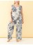 %100 Pamuklu Penye Kumaş Gri Büyük Beden Rahat Sıfır Kol Pijama Takımı 1