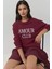 Kadın Baskılı Yuvarlak Yaka Rahat Kesim Sweatshirt Red 7