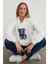 3 Iplik Ayıcık Nakışlı Oversize Kapüşonlu Sweatshirt 2