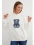 3 Iplik Ayıcık Nakışlı Oversize Kapüşonlu Sweatshirt 4