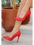 Jilya Kırmızı Cilt Stiletto Ayakkabı 3