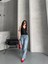 Palazzo Straight Kar Yıkama Jeans Pantolon Mavi D2008 2