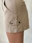 Kemer Detaylı Gabardin Şort Bej S25289 6